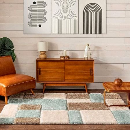 Modern Multicolor Geometric Hall Rug